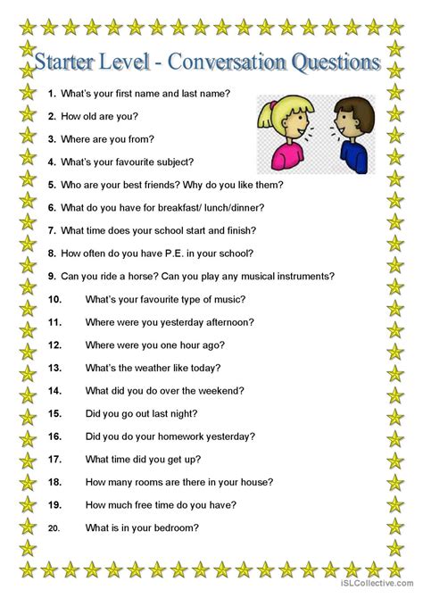 ESL Conversation Questions .